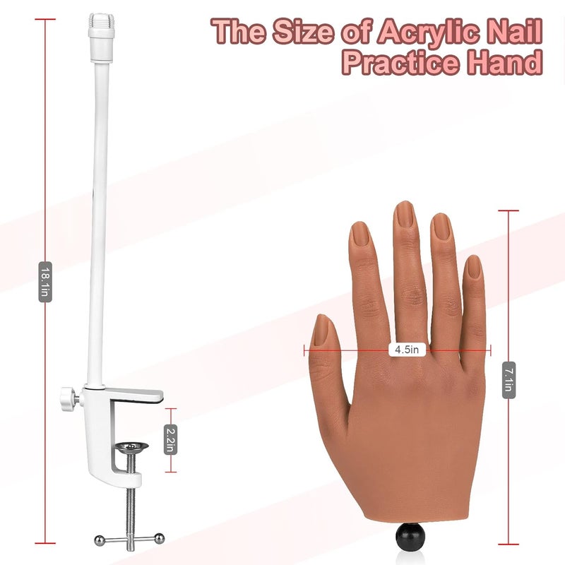 imene Practice Hand for Acrylic Nails,Silicone Nail Practice Hand with Stand Bracket,Realistic Bendable Mannequin Hand, Fake Hand for Nails Display, Manicure, Nail Tech - Image 5
